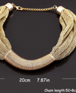 Gold Plated Singapore Chain Statement Necklace